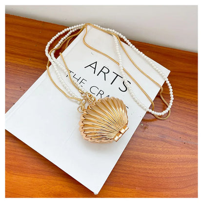 Pearl Mini Crossbody Bag Gold Shell Shoulder Purse Luxe - Smarsty