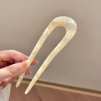 Elegant U-Shaped Hairpin with Mineral Pattern for Women - Smarsty