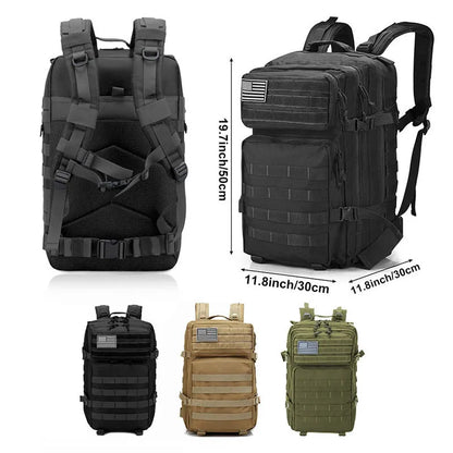 50L Tactical Backpack Men's Travel Large Capacity Rucksacks Men Waterproof Outdoor Sports Multi-functional Bags - Smarsty