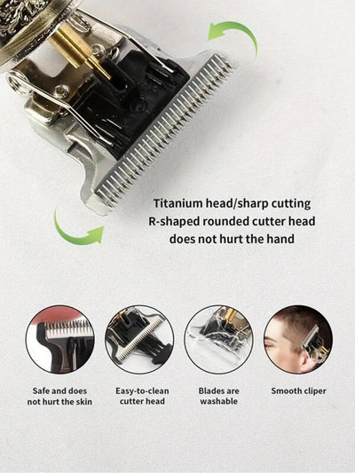 LCD Electric Hair Clipper for Men Oil Shaving Head Pusher Sculpture Shaver Rechargeable Hair Trimmer Hairdressing Set Gifts - Smarsty
