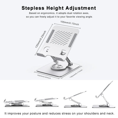 ST04 Swivel Tablet Stand Aluminum Portable 360 Rotating Tablet Stand Holder for Desk Business Kitchen Desktop for IPAD - Smarsty