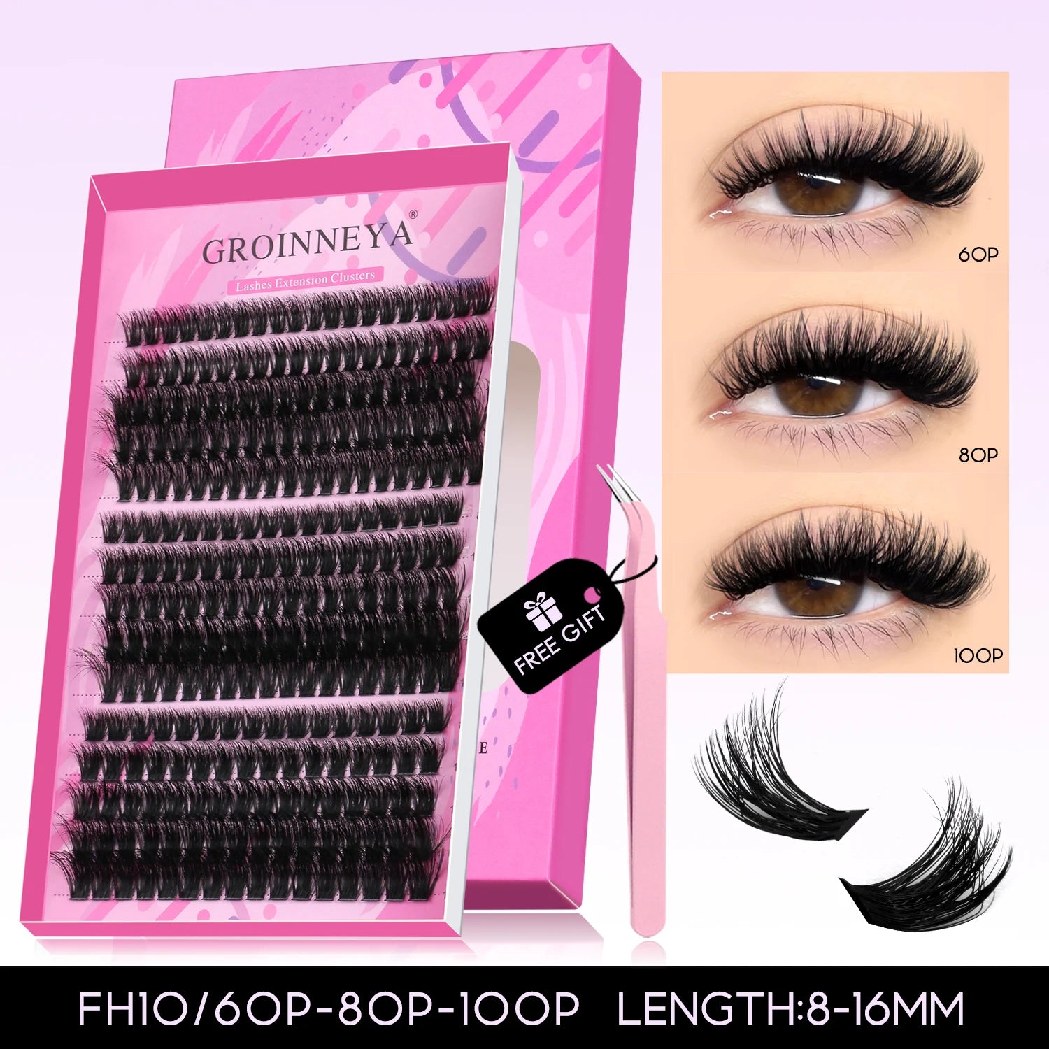 GROINNEYA DIY Fluffy Lash Clusters Kit for Volume - Smarsty