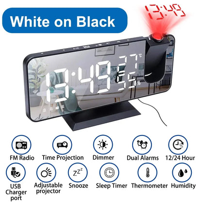 LED Digital Projection Alarm Clock with FM Radio - Smarsty