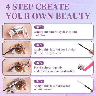 ISEEN DIY Eyelash Extension Kit with Bond and Tweezers - Smarsty