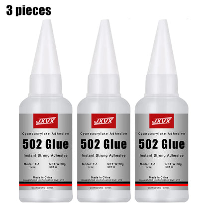 JXVX 1-5pcs 502 Super Glue Instant Quick-drying Cyanoacrylate Adhesive Leather Rubber Wood Metal Strong Bond Liquid Glue Tool - Smarsty