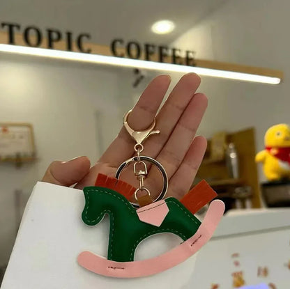 Women's Bag Charm Decoration Cartoon Rocking Wooden Horse Women's Leather Charm Bag Charm Key Chain Cute Bag Accessories Gifts