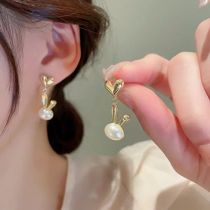Pearl Long Earrings With Rhinestones For Wedding Fashion - Smarsty