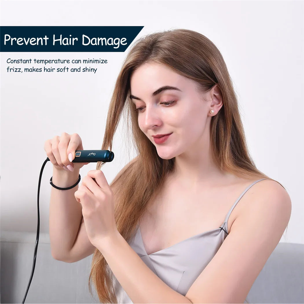 CkeyiN Mini Hair Flat Iron 2 in 1 Portable Straightener and Curler - Smarsty