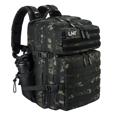 LHI 45L Tactical Backpack for Men and Women Large Athlete Gym Bag Outdoor Sports Hiking Survival Rucksack with Bottle Holder - Smarsty