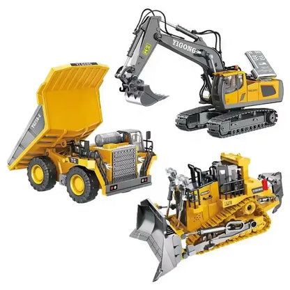 2.4G Remote Control Excavator Dump Truck RC Model Car Toy Professional Alloy Plastic Simulation Construction Vehicle Kids Gifts