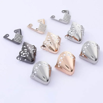 Women High Heel Metal Toe Cap Wear and Tear Concealer Anti-kicking Leather Shoes Point Protector Flat Shoe Tips Cap Accessorices - Smarsty