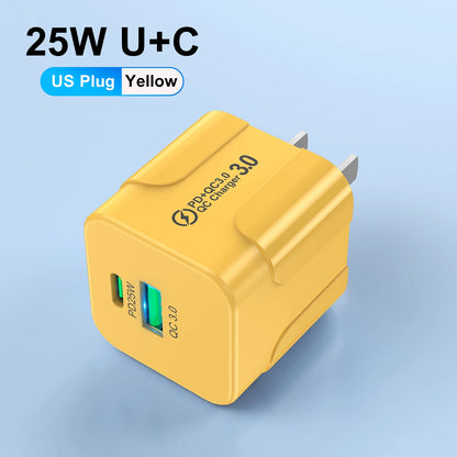 Compact Dual Port USB C Fast Charger 25W Travel Adapter - Smarsty