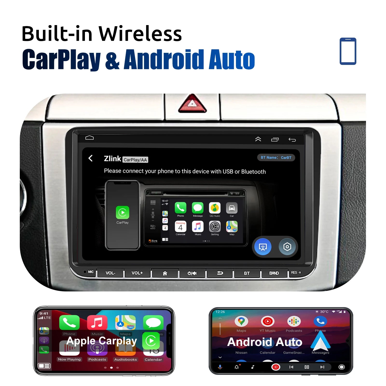 Android Car Stereo With Wireless Carplay GPS Navigation - Smarsty