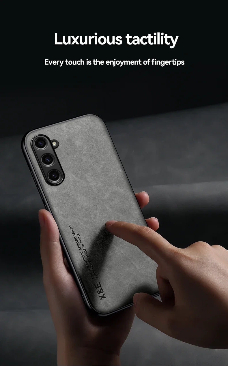 Leather Phone Case With Metal Plate For Car Mount Support - Smarsty