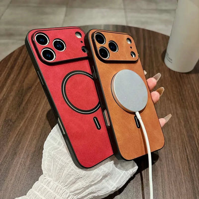 For Magsafe Leather Shockproof Phone Cases For iPhone 17 16 15 14 13 12 11 Pro Max 16e Plus Air Magnetic Wireless Charge Cover - Smarsty