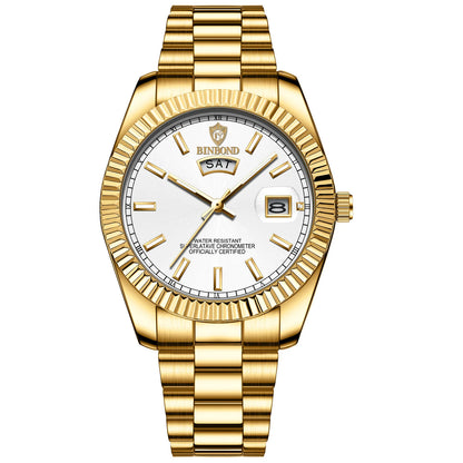 BINBOND Mens Waterproof Quartz Watch with Stainless Steel Band - Smarsty