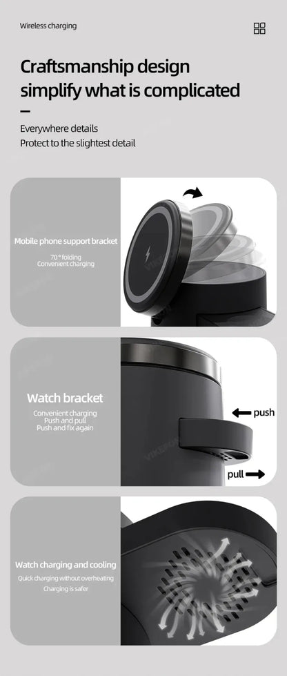 Qi2 3 In 1 Wireless Charger Station With Night Lamp - Smarsty