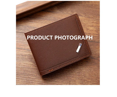 Men's Short Frosted Leather Wallet, Multi-Slot Coin Pocket Photo Holder Small Men's Wallet - Smarsty