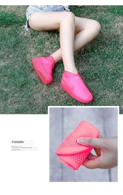 1 Pair Silicone WaterProof Shoe Covers Lip-resistant Rubber Rain Boot Rain Gear Overshoes Accessories for Outdoor Rainy Day - Smarsty
