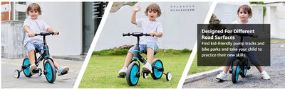 UBRAVOO Fit 'n Joy Beginner Toddler Training Bicycle for Boys Girls 2-4, 4-in-1 Kids Balance Bike with Pedals & Training Wheels - Smarsty