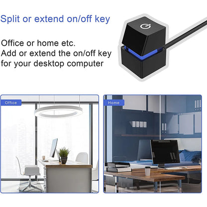 2m LED Light Desktop Computer Motherboard External Switch Button Extension Cable for Home Office Cafe Supplies