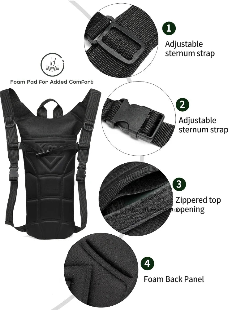 Outdoor Hydration Pack 3L Water Bladder Backpack Waterproof Water Bag for Running Hiking Cycling Biking Hunting Camping - Smarsty