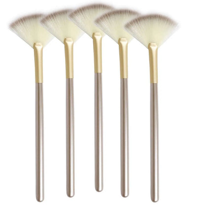 5 Piece Soft Makeup Brush Set with Wooden Handles - Smarsty