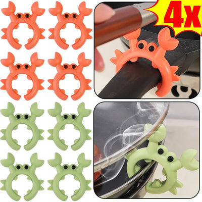 4/1PCS Silicone Spatula Rack Small Crab Anti Scalding Overflow Pot Clip Spoon Holder Clip Universal Shovel Rack Kitchen Gadget by Smarsty