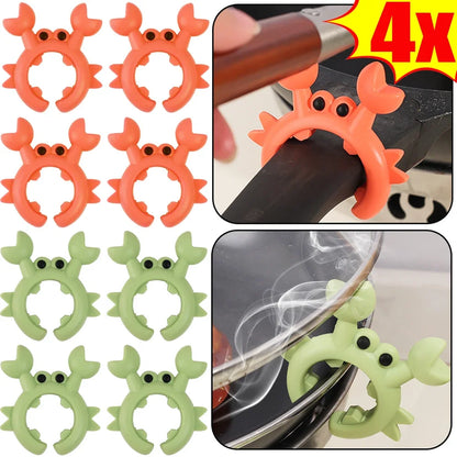 4/1PCS Silicone Spatula Rack Small Crab Anti Scalding Overflow Pot Clip Spoon Holder Clip Universal Shovel Rack Kitchen Gadget