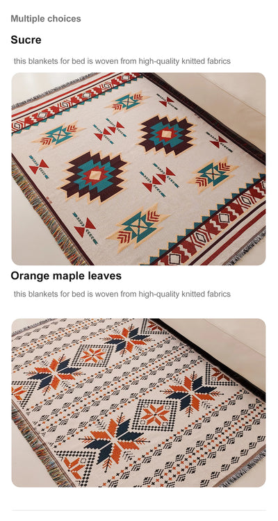 Oversized Aztec Blanket With Fringe For Cozy Comfort - Smarsty