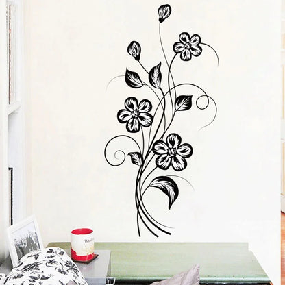 Beautiful Black Flower Wall Sticker for Home Decor - Smarsty