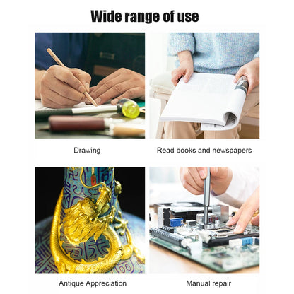 LED Light Magnifying Glasses 1.5x 3x 8.5x 10x Illuminated Magnifier Lightweight Adjustable Band for Reading Jewelers