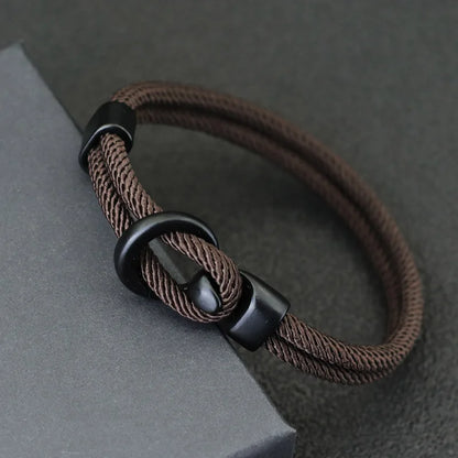 Men's Double Layer Survival Paracord Rope Bracelet Outdoor Camping - Smarsty