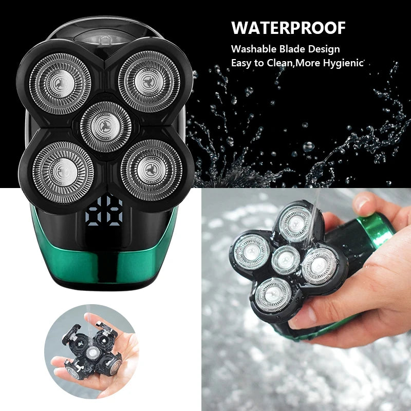 5 In 1 Men's Rechargeable Electric Shaver with Floating Heads - Smarsty