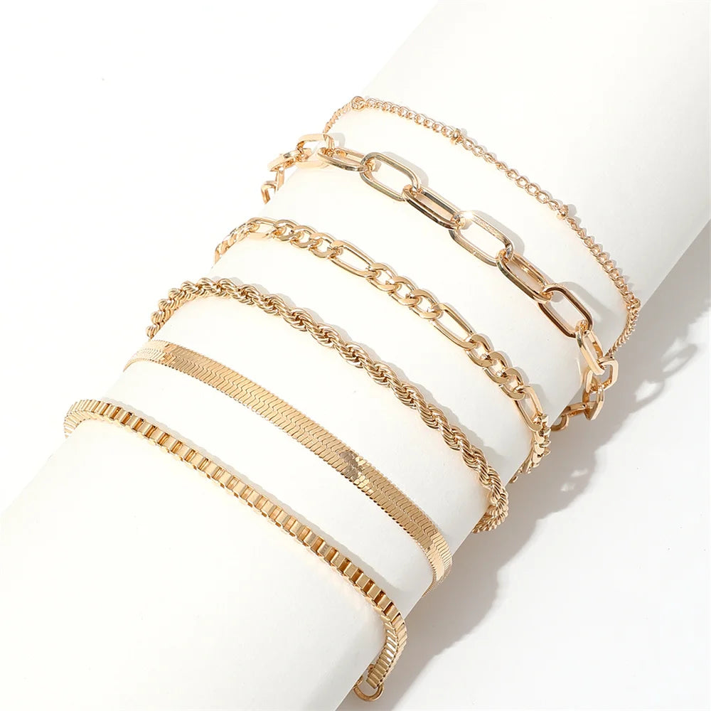 Bohemian Multi-Layer Snake Chain Bracelet Set - Smarsty