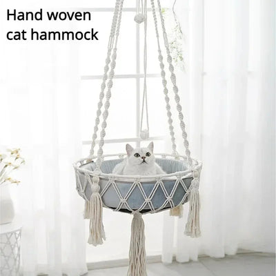 Handwoven Cat Hammock Swing Bed for Cozy Comfort - Smarsty
