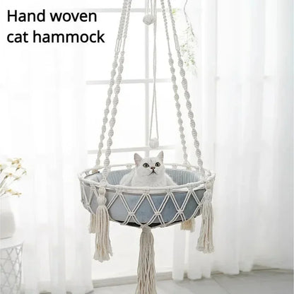 Handwoven Cat Hammock Swing Bed for Cozy Comfort - Smarsty