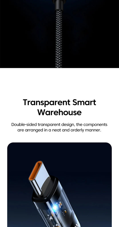 NNBILI USB C Quick Charging Cable 240W Nylon Braided Transparent Type C High-speed Charger Wire for Samsung Huawei Mi Data Line - Smarsty
