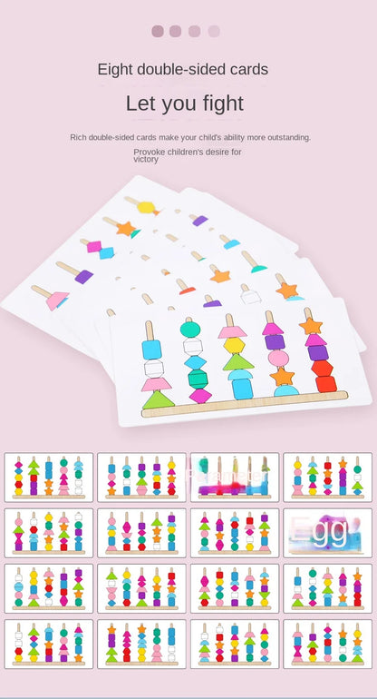 Montessori Wooden Toys Color Shape Matching Puzzle Game Colorful Beaded Color Cognition Early Educational Toys Gift for Children - Smarsty