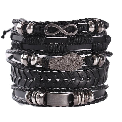 Viking Leather Bracelet For Men Adjustable Skull Design - Smarsty