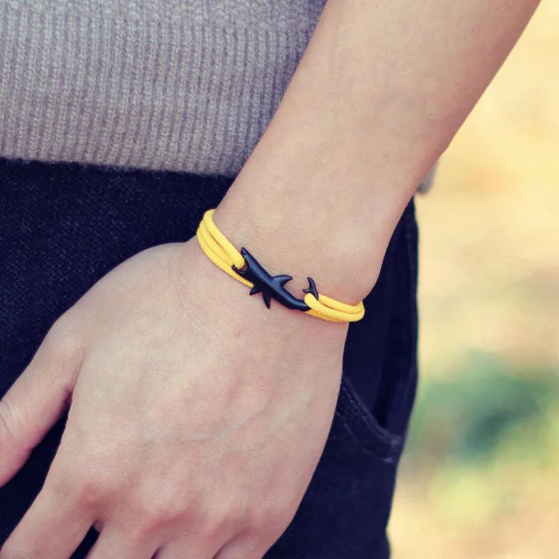Men’s Adjustable Shark Bracelet Double Layer Rope Strand - Smarsty