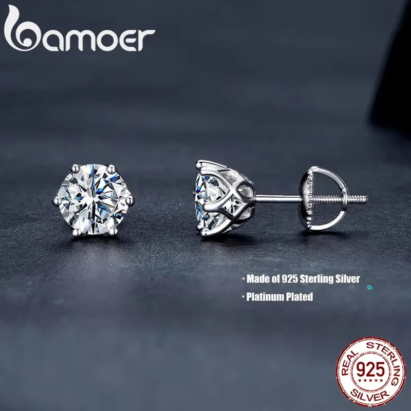 Moissanite Stud Earrings Sterling Silver Brilliant Cut - Smarsty