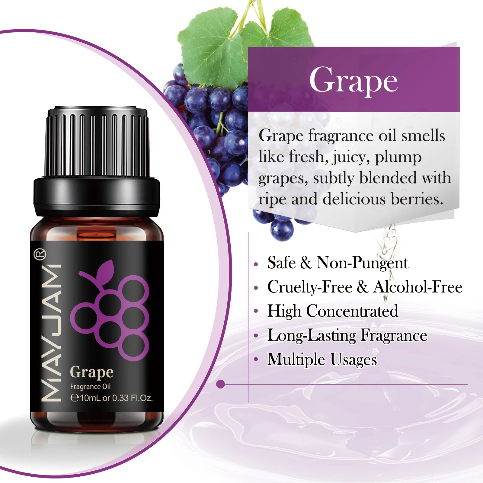 MAYJAM Fruit Essential Oil 10ml Cherry Banana Papaya Grape Litchi Guava Kiwifruit Pear Fig Fragrance Oil for Diffuser Candle