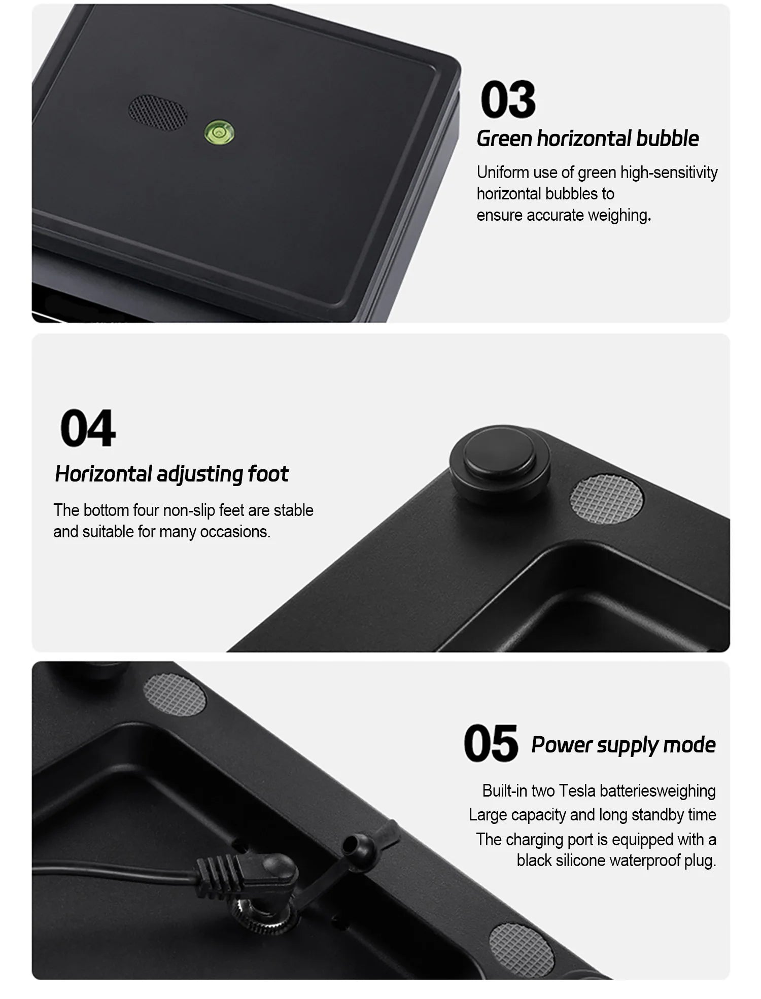 Rechargeable Kitchen Scale IP67 Fully Waterproof Home Kitchen Scale 0.1g/1g High Precision Electronic Balance 3kg/5kg/10kg/15kg