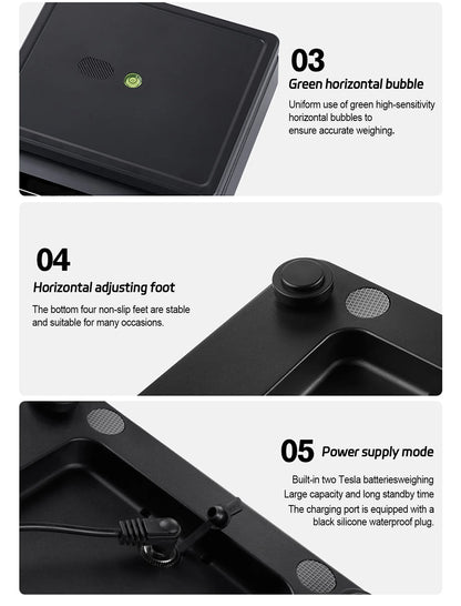 Rechargeable Kitchen Scale IP67 Fully Waterproof Home Kitchen Scale 0.1g/1g High Precision Electronic Balance 3kg/5kg/10kg/15kg