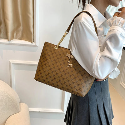Soft Leather Tote Bag For Women With Hanging Accessories - Smarsty