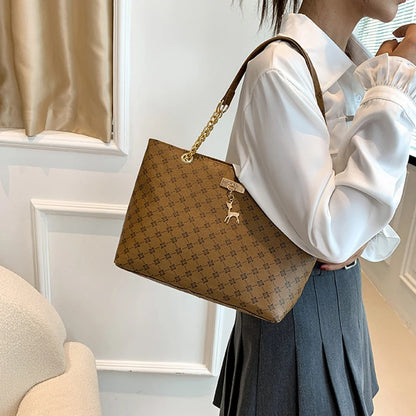 Soft Leather Tote Bag For Women With Hanging Accessories - Smarsty