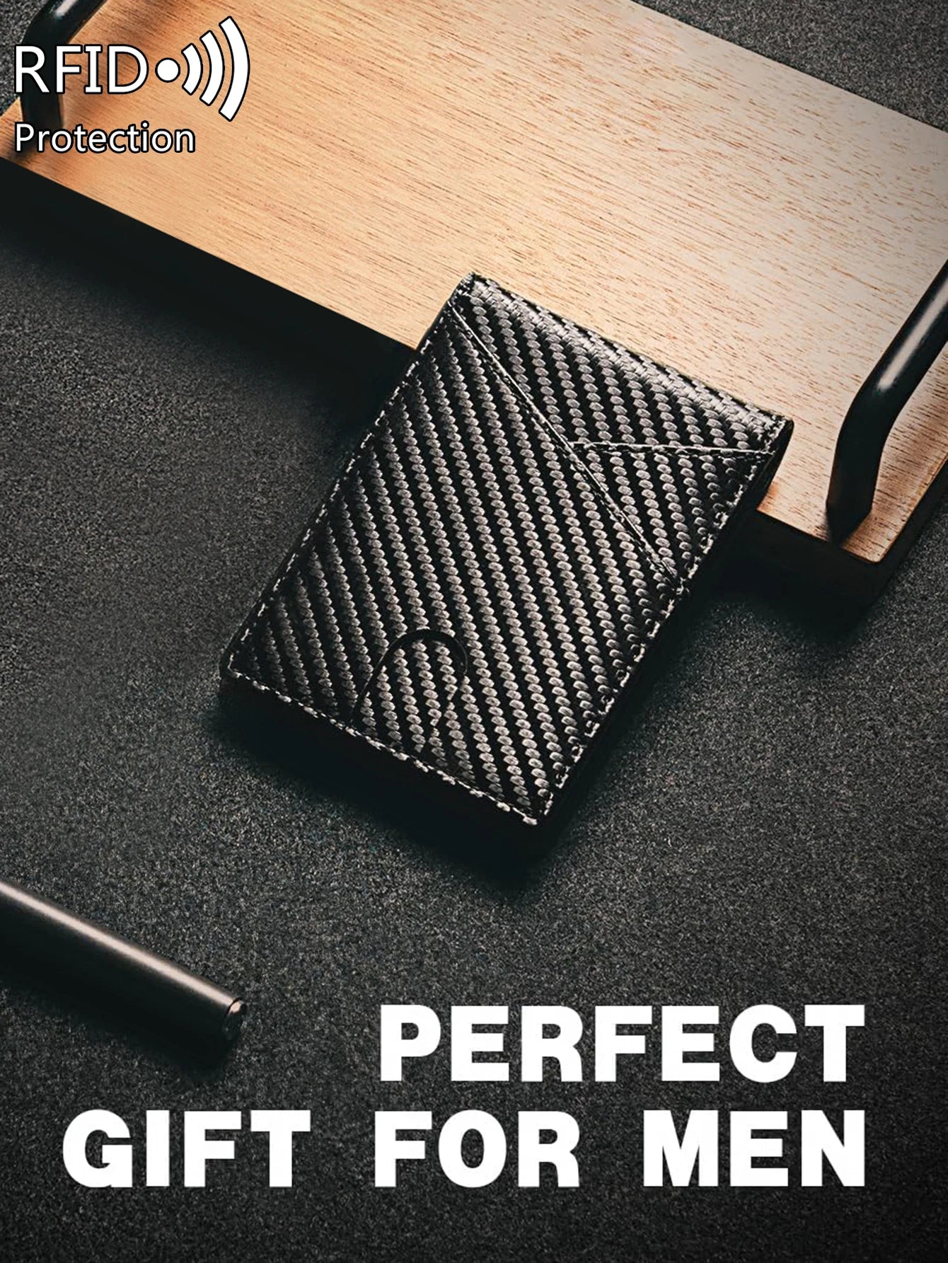 Minimalist men's wallet RFID anti-theft brush double fold cross front pocket portable card holder 12 card multifunctional wallet - Smarsty