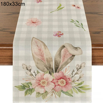 Linen Easter Rabbit Table Runner for Spring Decor - Smarsty