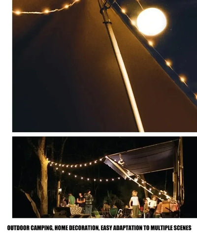 Camping String Lights,33Ft Light with Lanterns (2 in 1 Design),Camping Lights 2000mAh,IPX6 Waterproof,Rechargeable Flashlights by Smarsty
